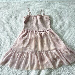 Aritzia Wilfred Pink Ruffled Tiered Sundress